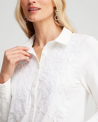 Knit Woven Lace Applique Shirt