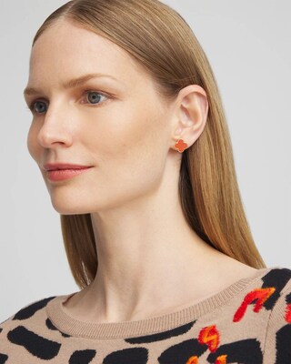 No Droop™ Orange Convertible Reversible Stud Earrings
