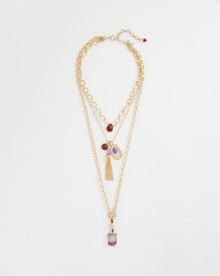 Convertible Three-Strand Stone Pendant Necklace