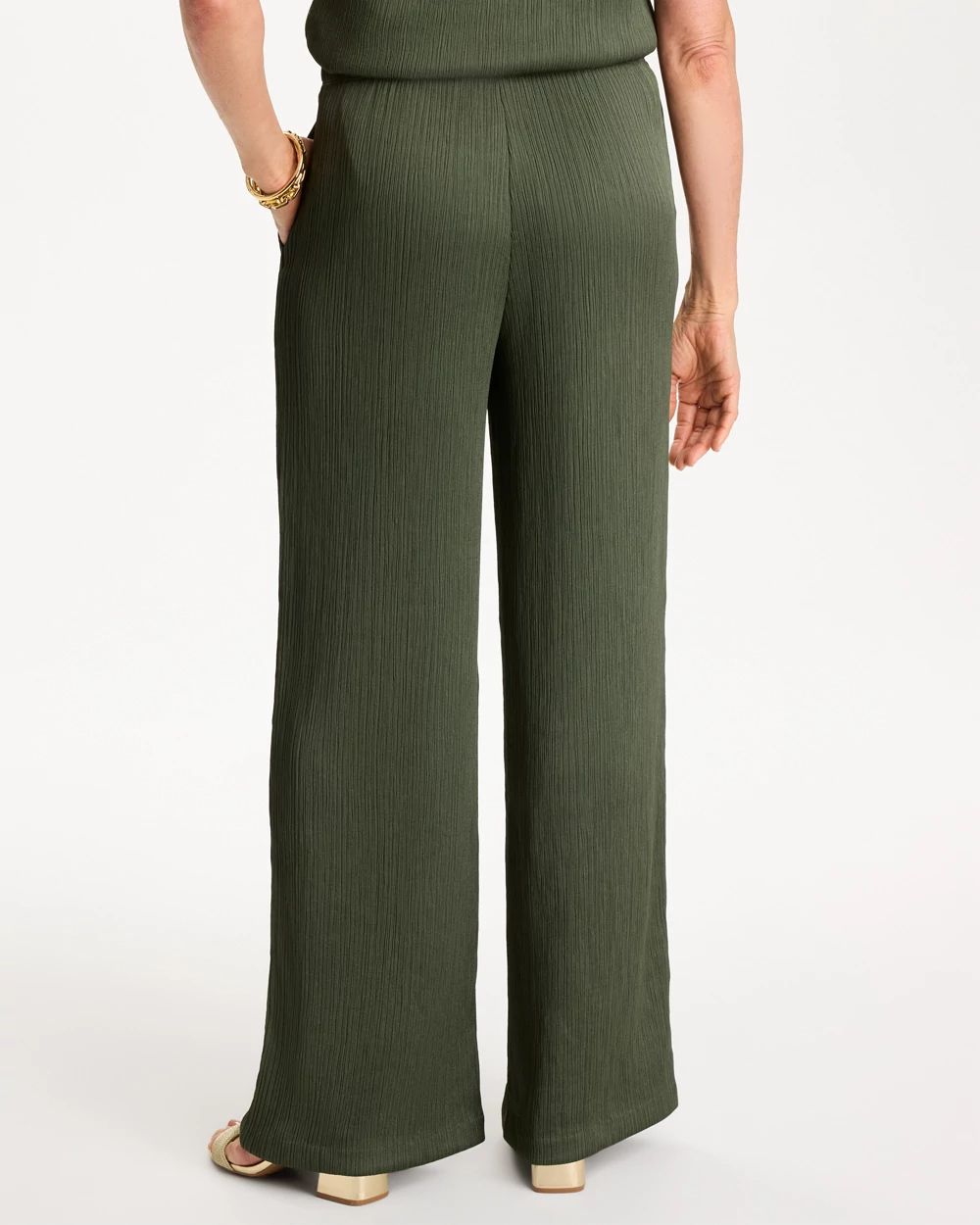 Petite Travelers™ Crinkle Textured Pants click to view larger image.