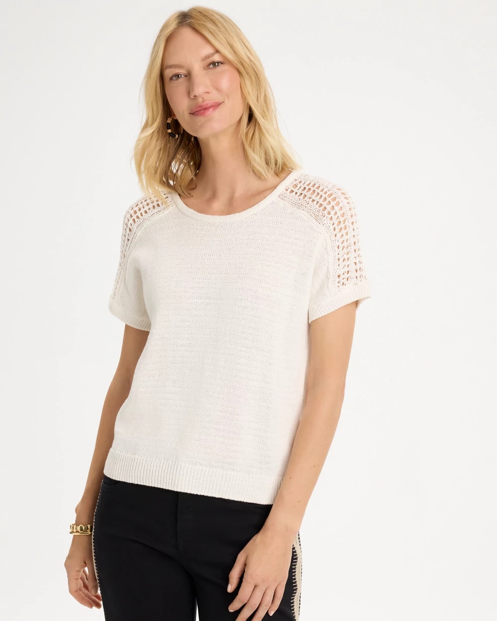 Pointelle Stitch Pullover Sweater, photo 1 of 5