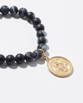Hamsa Dangle Agate Stretch Bracelet