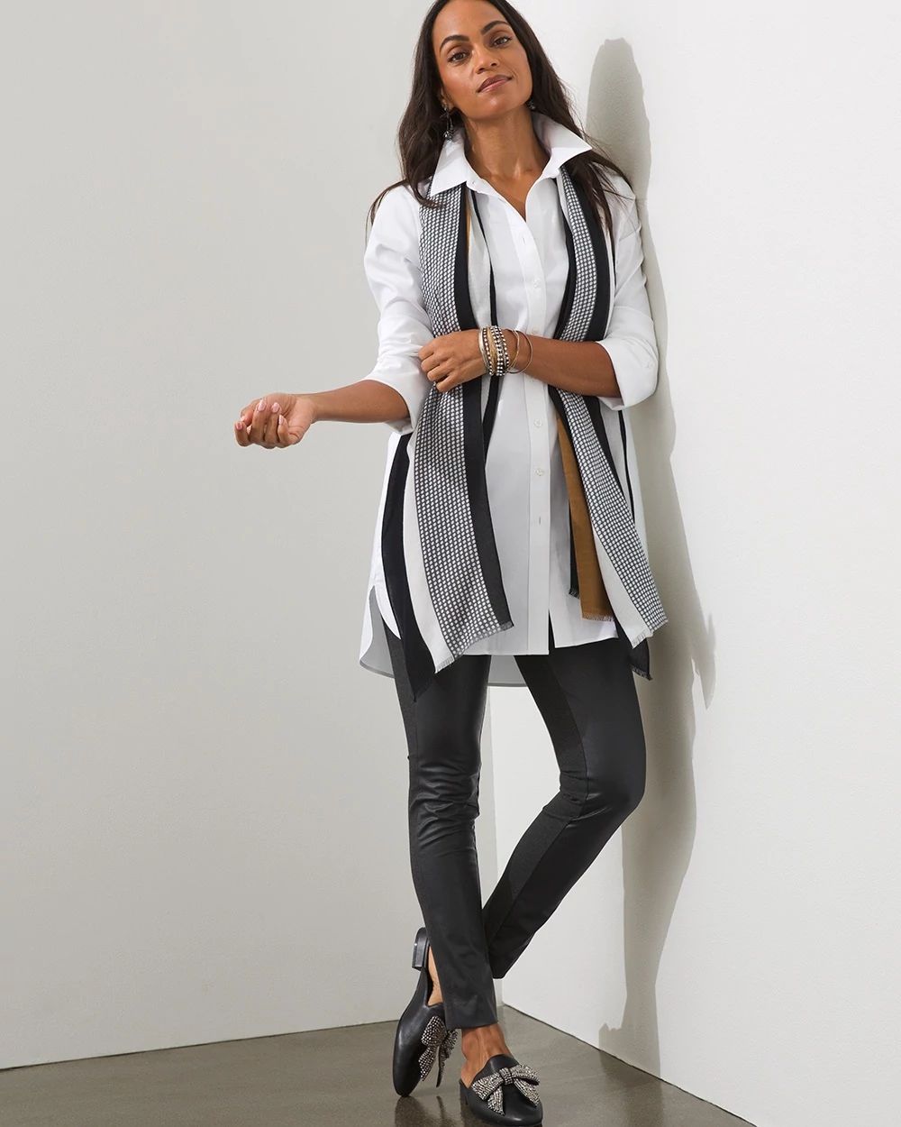 Faux-Leather Front Ponte Leggings