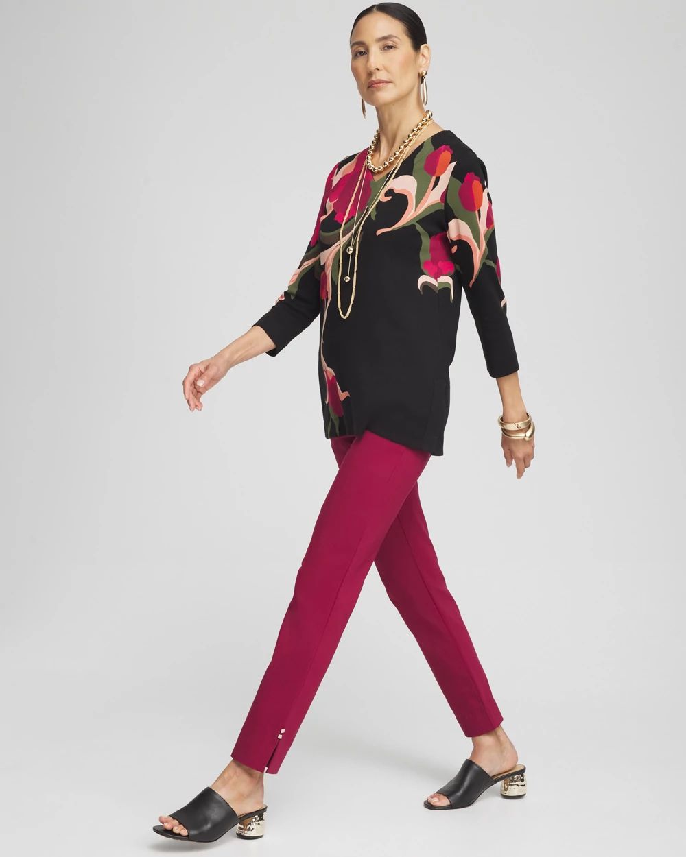 Brigitte Rivet Slit Ankle Pants click to view larger image.