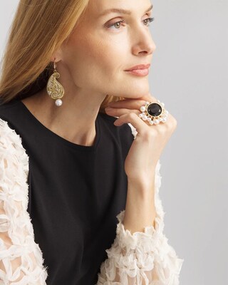 Faux Gem & Pearl Ring