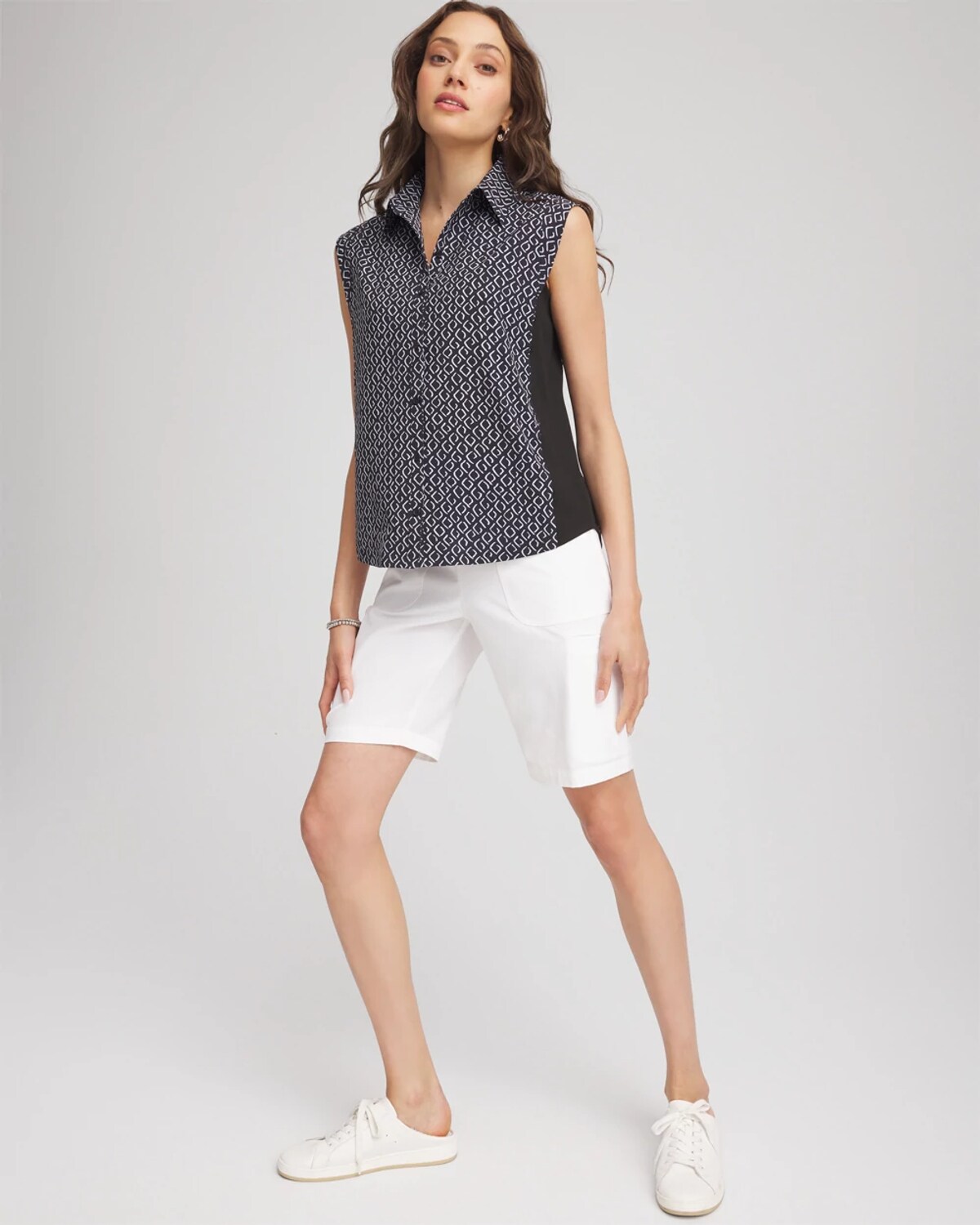 Chico's Geo-print Shirt In Black In Black