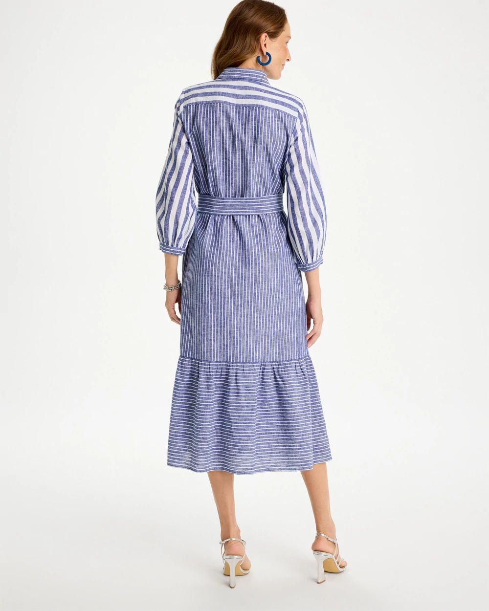 Linen-Cotton Striped Shirtdress