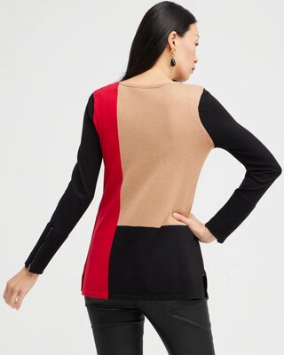 Colorblock Zipper Detail Sweater Tunic