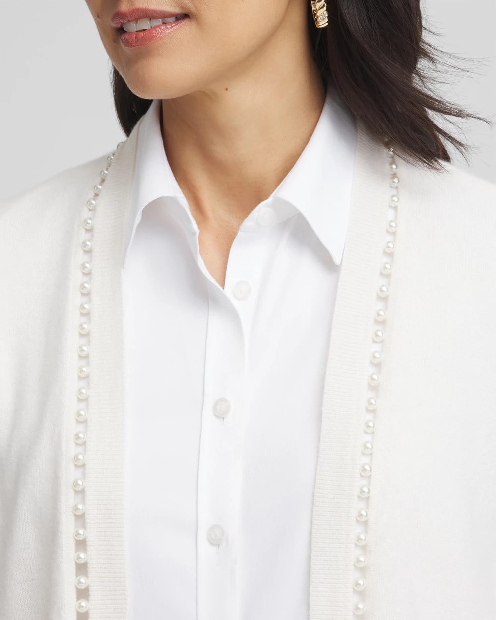 Cashmere Pearl Trim Cardigan