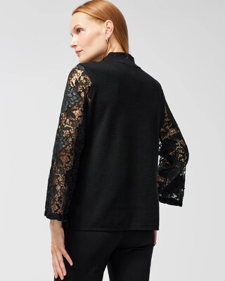 Crochet Lace Sleeve Pullover Sweater