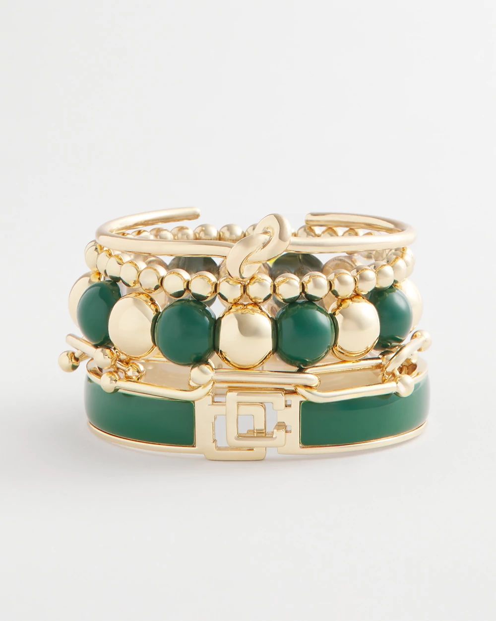 Chico's Click Green Bangle Bracelet