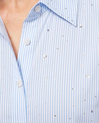 Poplin Rhinestone Stripe Shirt