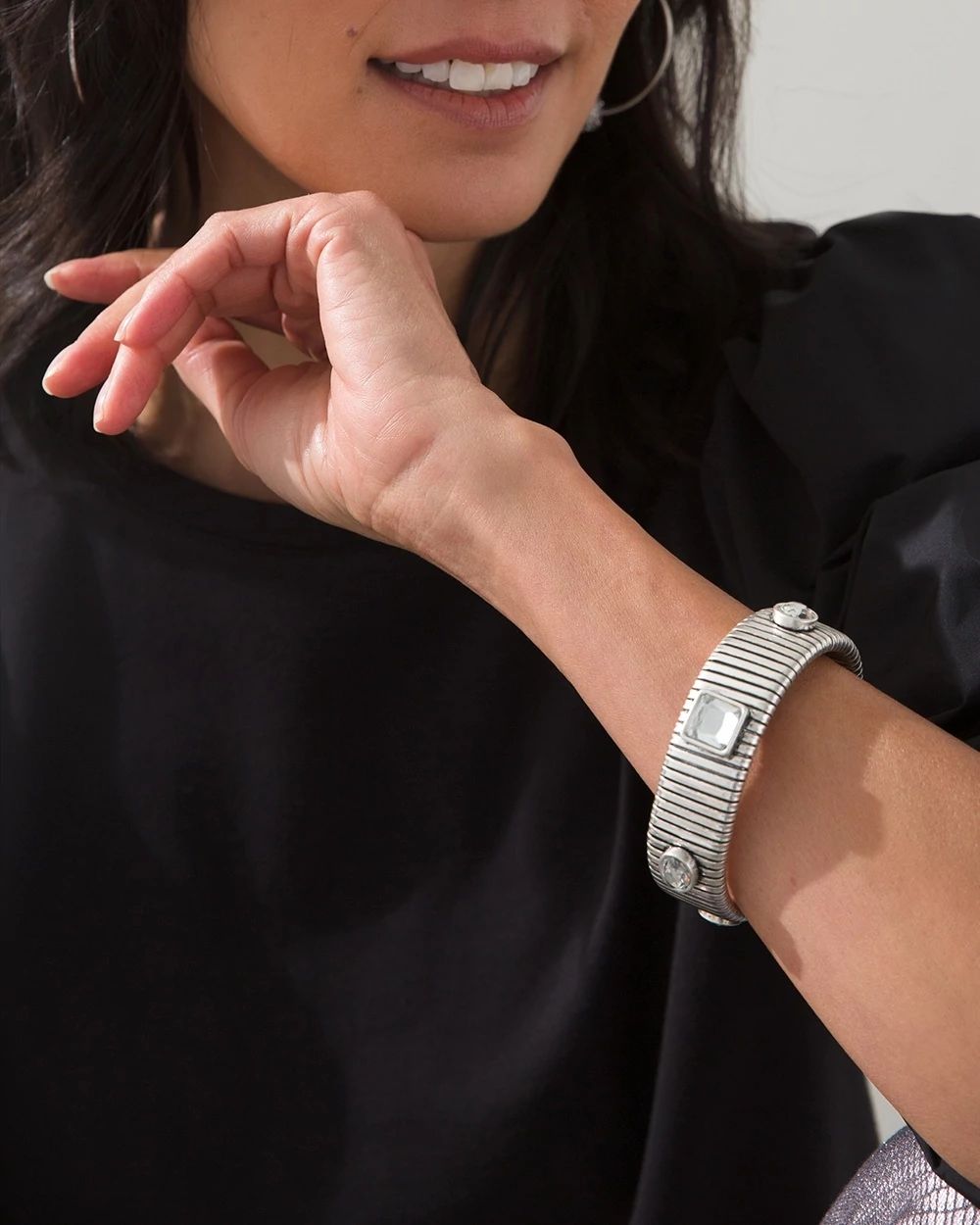 Silver Tone Thick Bracelet