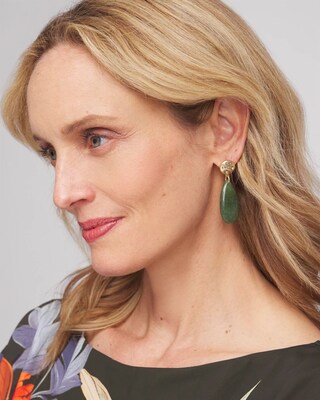 Olive Stone Drop Earrings