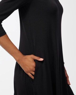 V-neck Black Midi Dress
