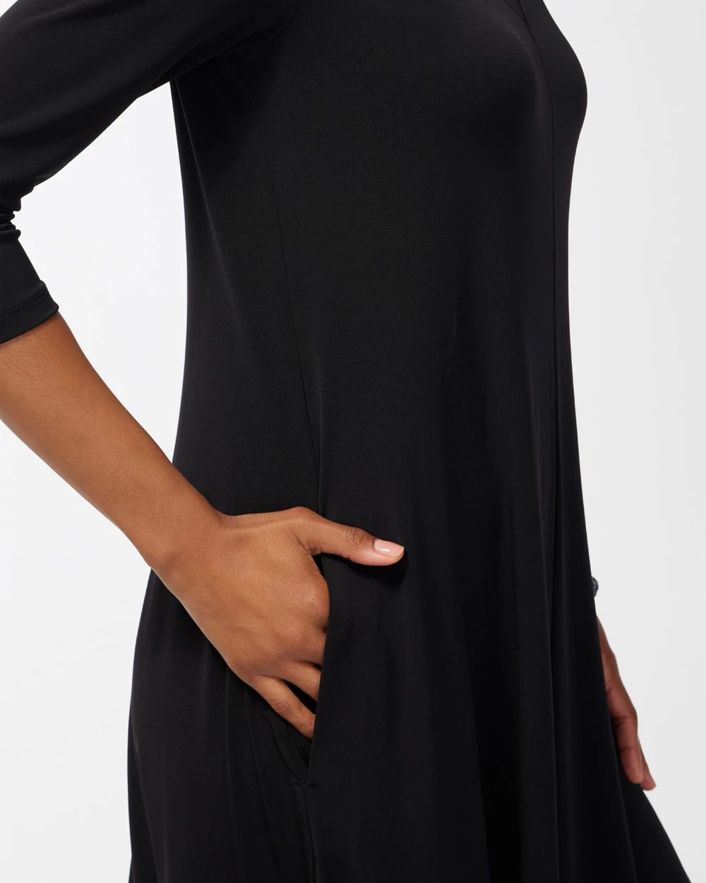 V-neck Black Midi Dress