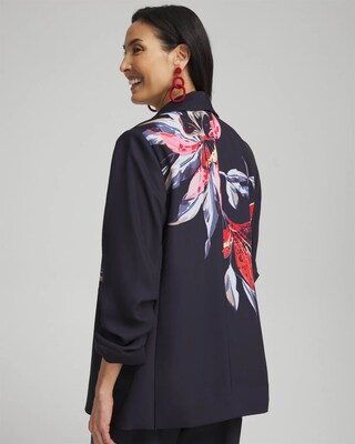 Floral Ruched Sleeve Soft Jacket click to view larger image.