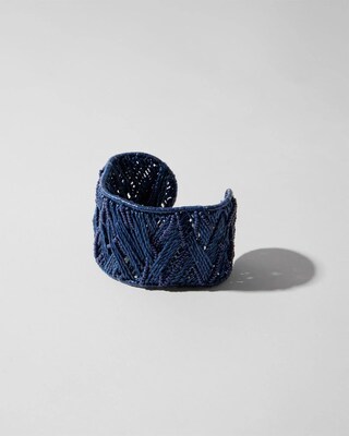 Navy Beaded Cuff Bracelet