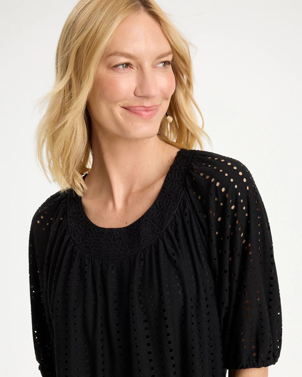 Textured Jacquard Peasant Tee click to view larger image.