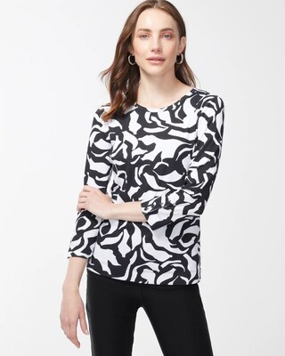 Pima Floral 3/4 Sleeve Everyday Tee