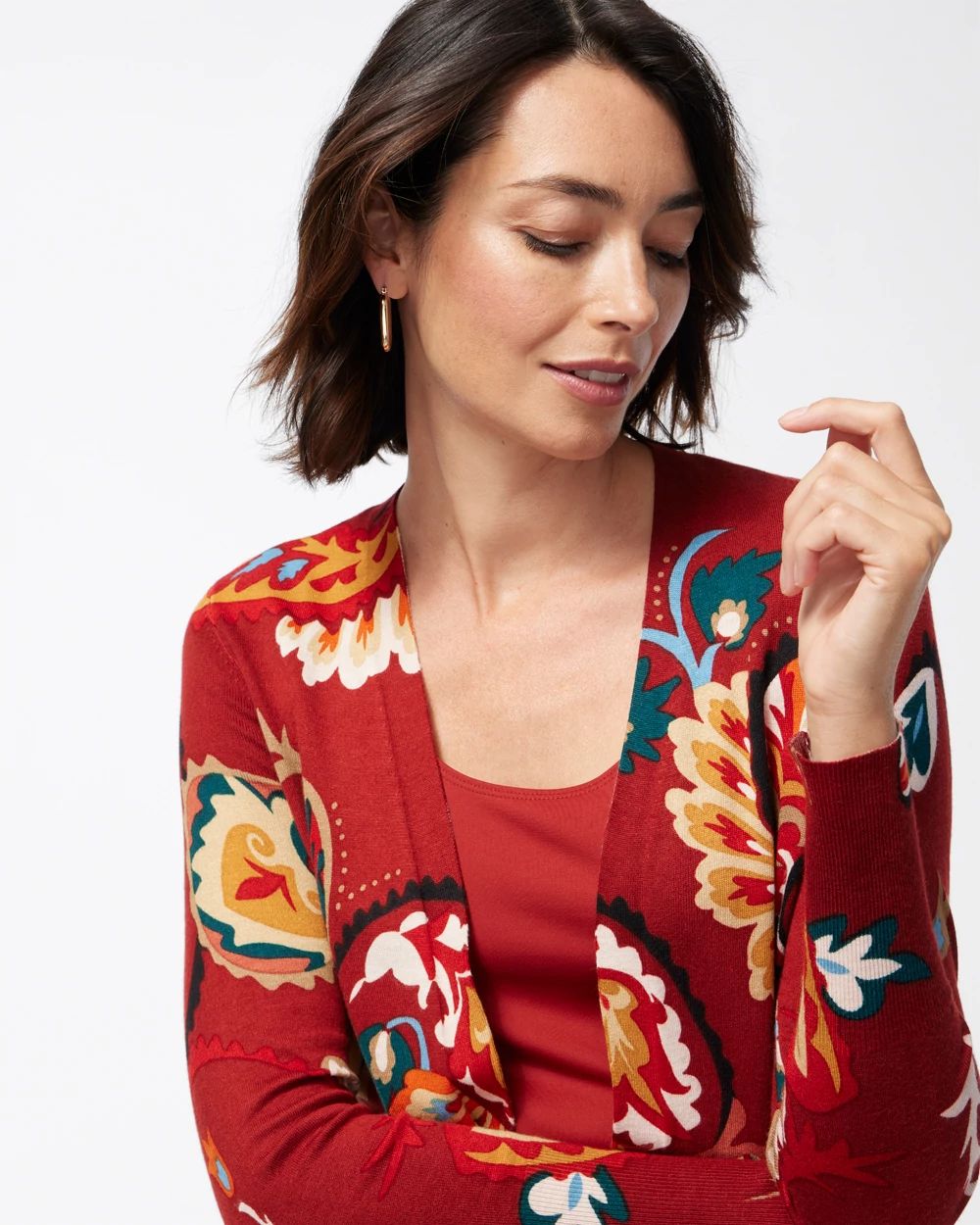 Spun Rayon Paisley Midi Cardigan