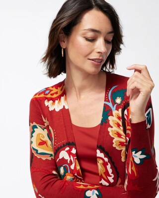 Spun Rayon Paisley Midi Cardigan