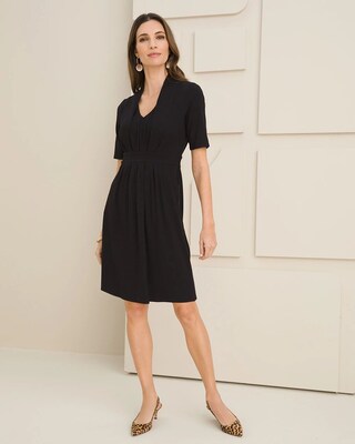 Classic Pleated-Sleeve Dress