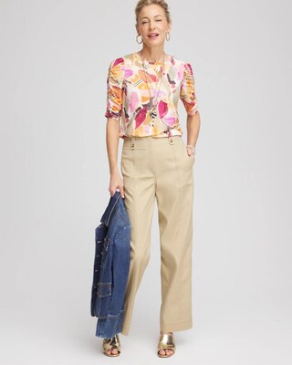 Touch of Cool™ Ruched Sleeve Print Tee click to view larger image.