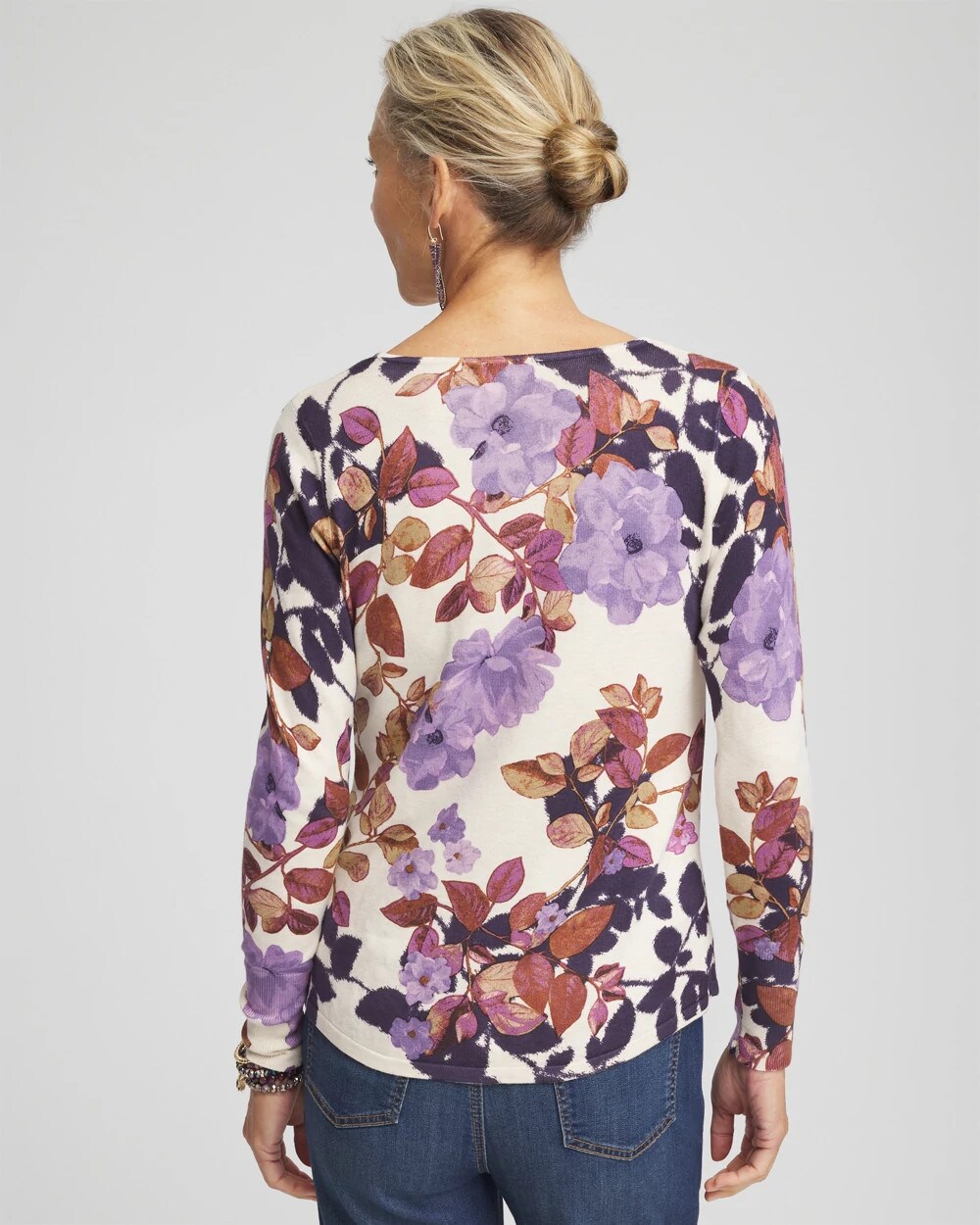 Floral V-Neck Pullover