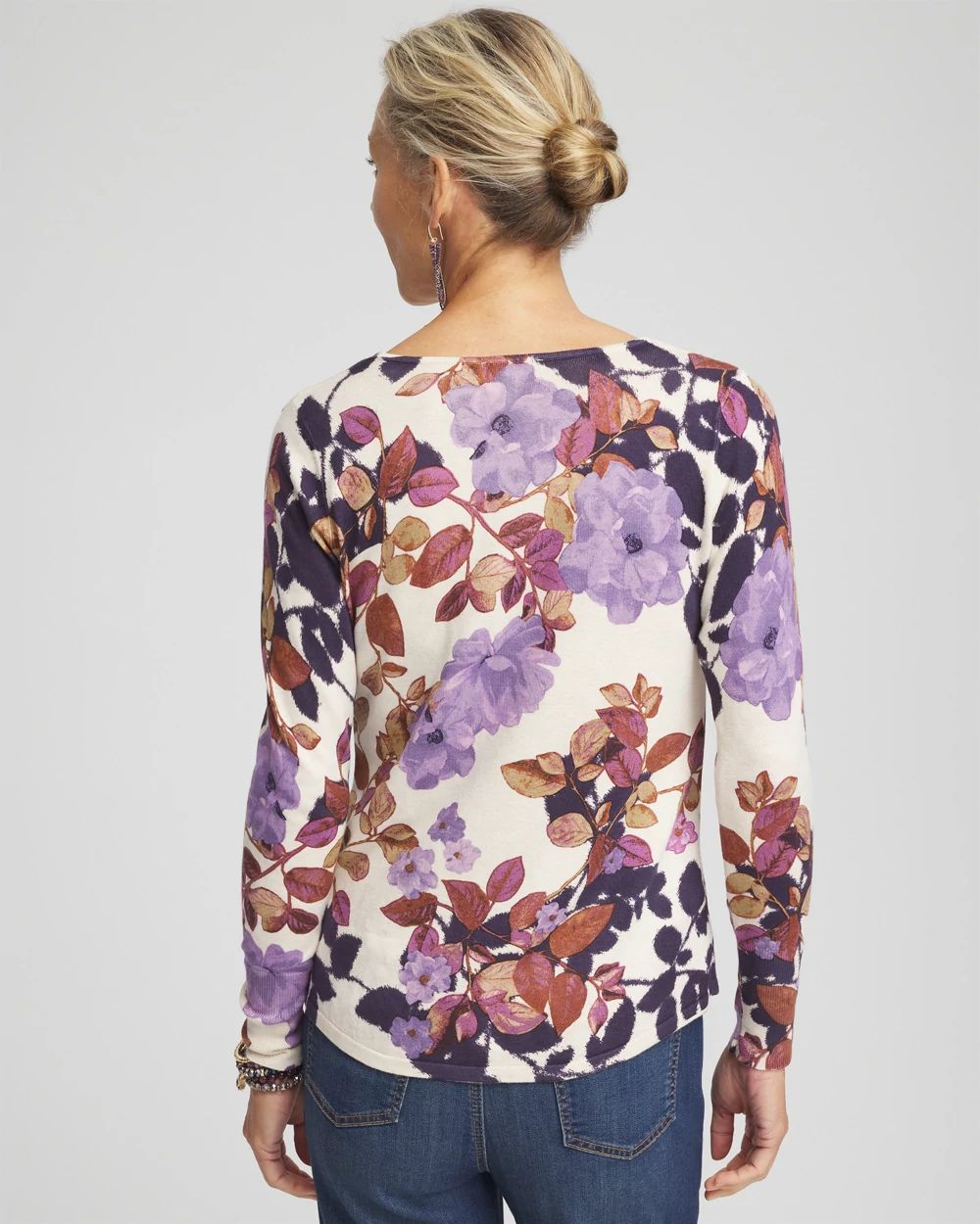 Floral V-Neck Pullover
