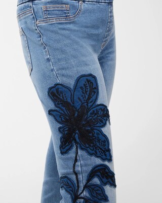 Floral Applique Pull-On Ankle Jeggings