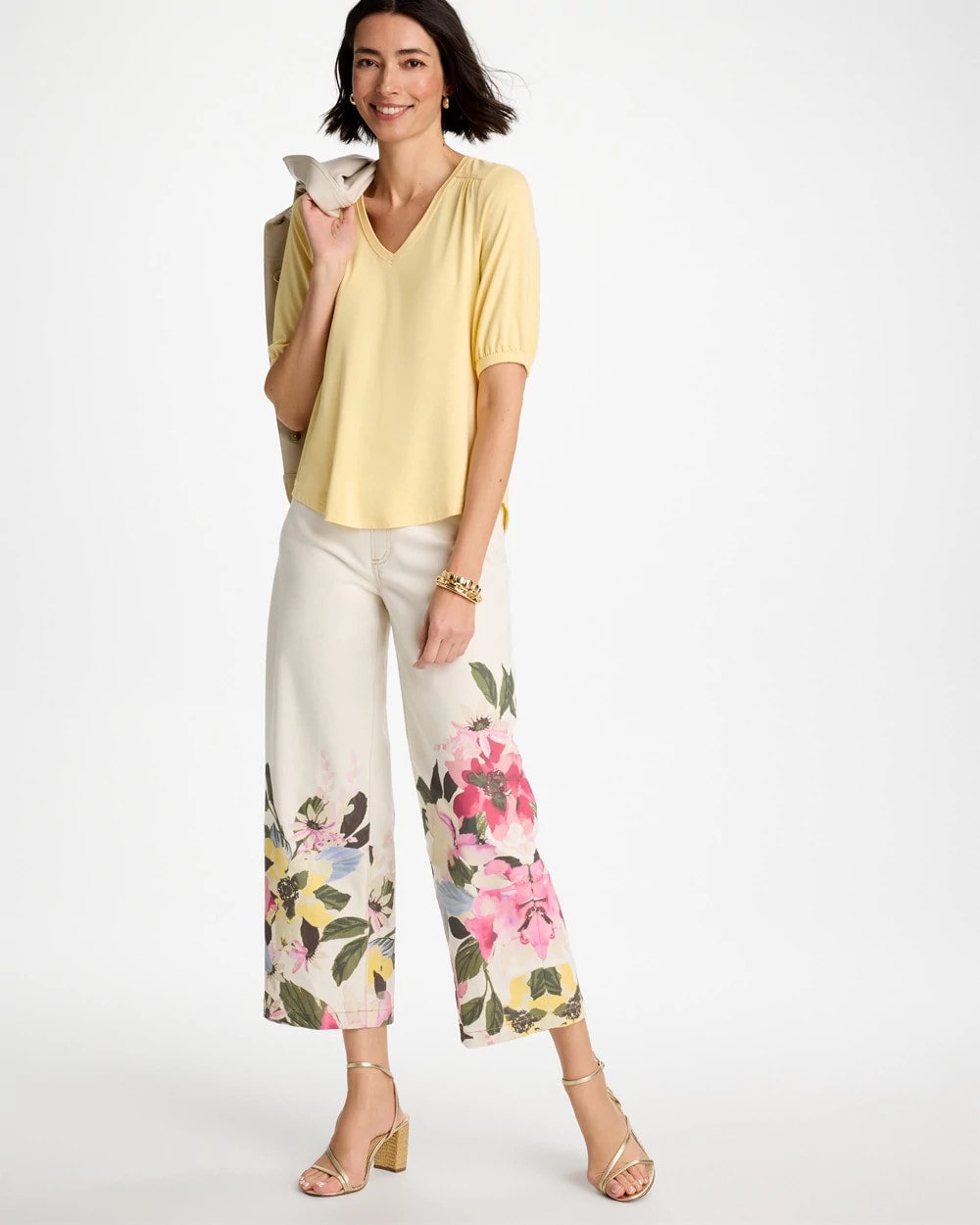 Shirred Elbow Sleeve Tee