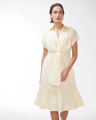 Black Label Poplin Neutral Bow Dress