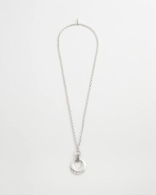 Silver-tone Circle Pendant Convertible Necklace