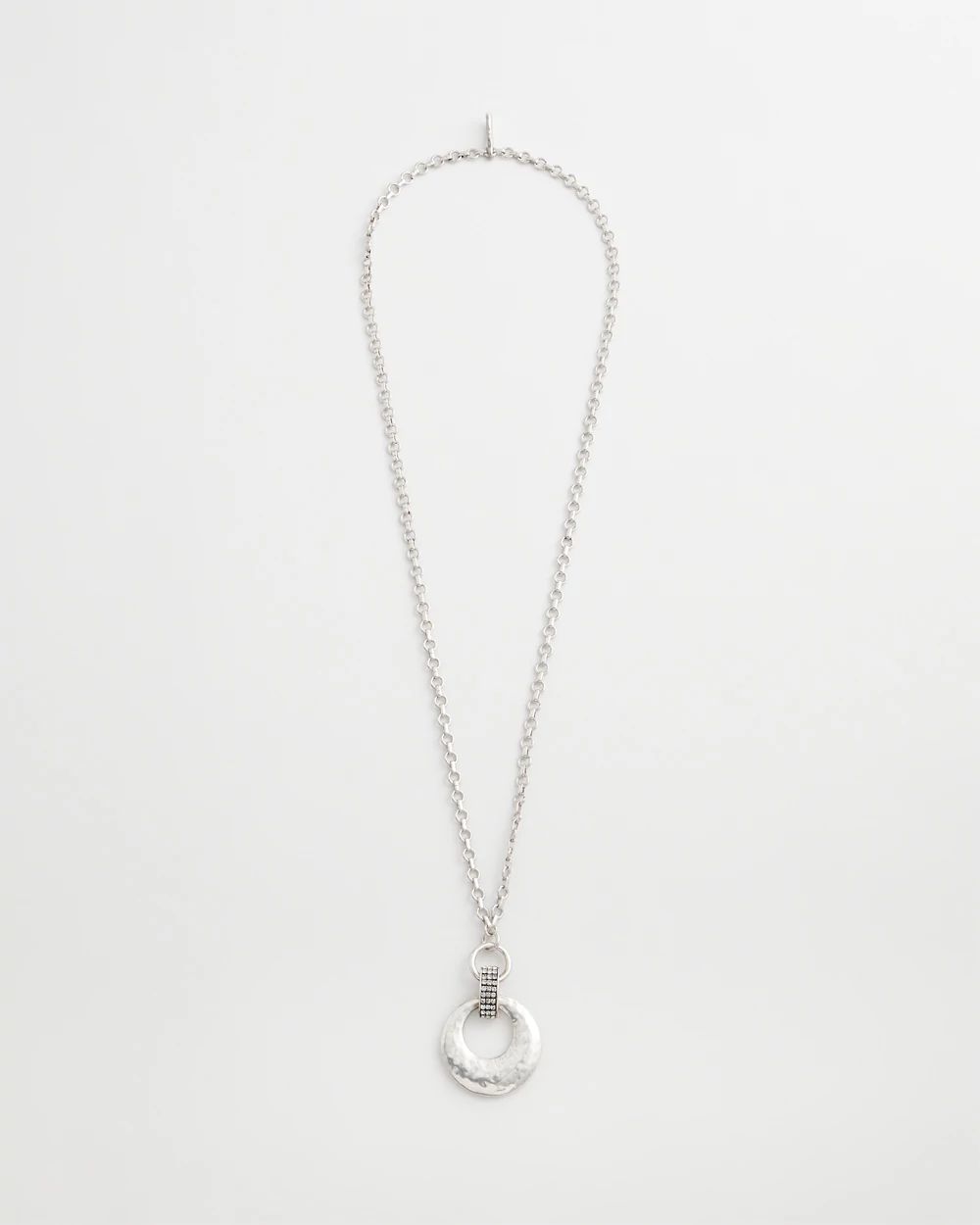 Silver-tone Circle Pendant Convertible Necklace