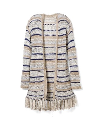 Cool-Toned Open-Stitch Cardigan