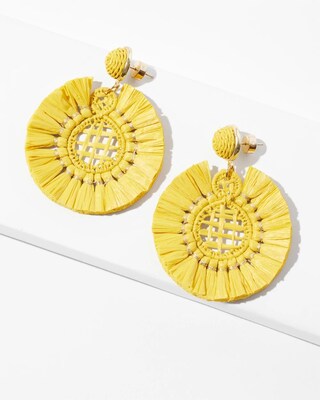 Yellow Raffia Drop Earrings