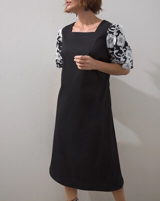 3D Embroidered Sleeve Midi Dress
