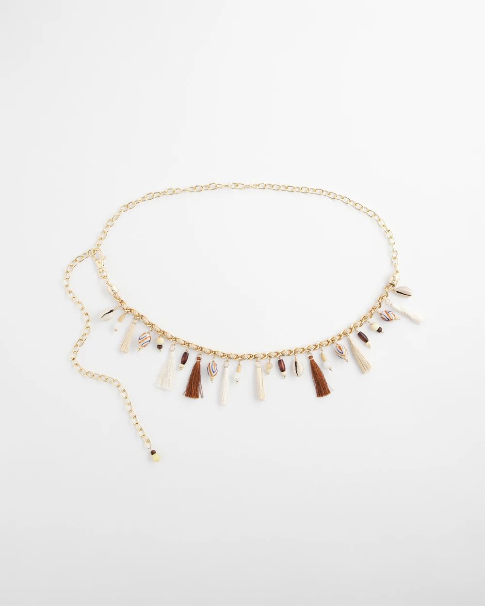 Brass-Plated Beaded Chain Belt