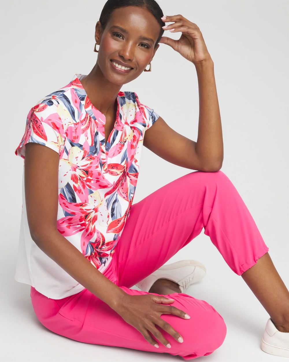Zenergy® UPF Floral Cap Sleeve Polo