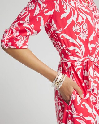 Silk Blend Roll Tab Shirt Dress