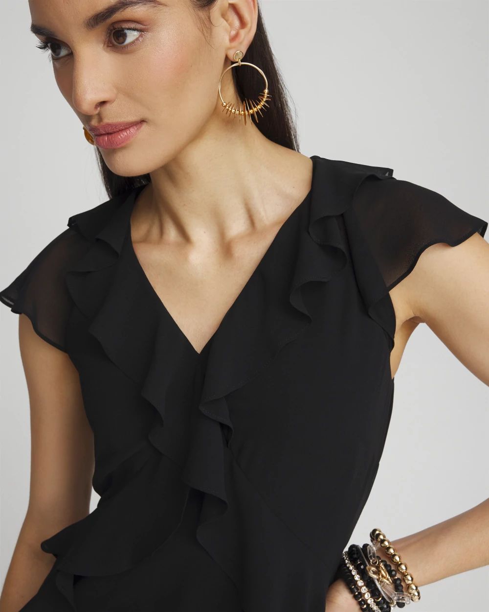Chiffon Faux Wrap Dress