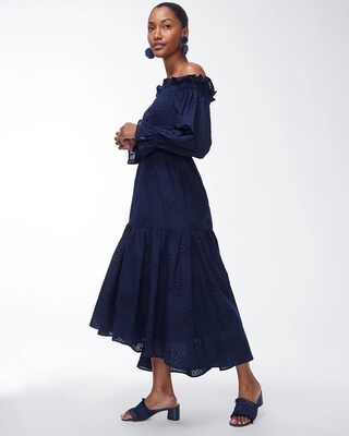 Off-Shoulder Tiered Midi Dress