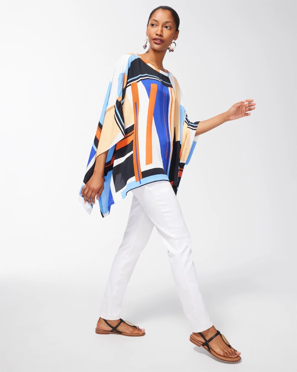 Floral Print Poncho