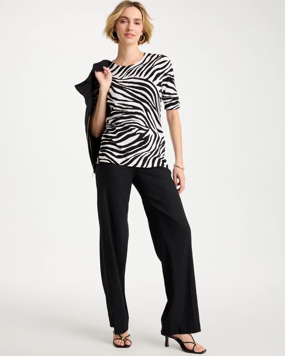 Ella Zebra Crewneck Pullover Sweater click to view larger image.