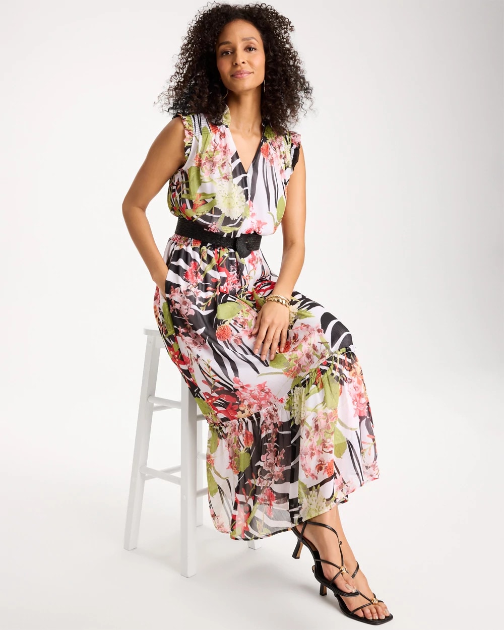 Crinkle Chiffon Animal Print Dress