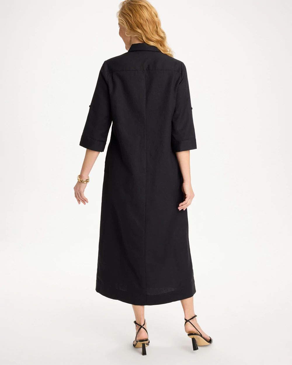 Embellished Linen-Cotton Shirtdress