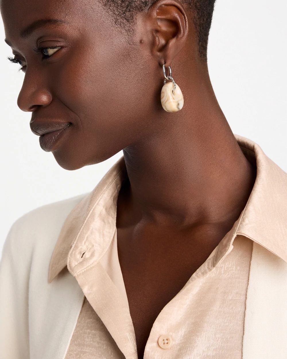 Neutral Drop Hoop Earrings click to view larger image.