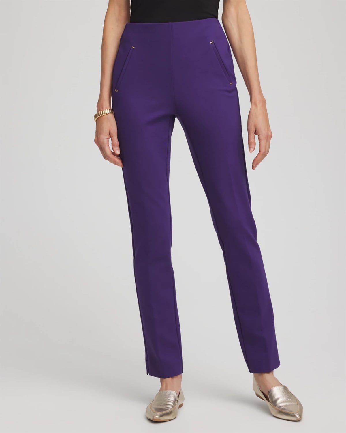 Chico's Juliet Slim Trim Detail Ankle Pants In Purple Elixir In Purple