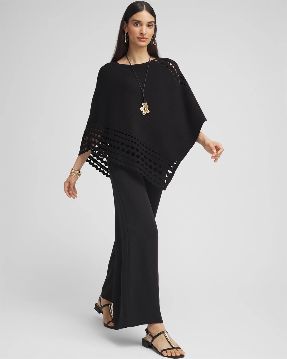 Asymmetrical Cutwork Poncho